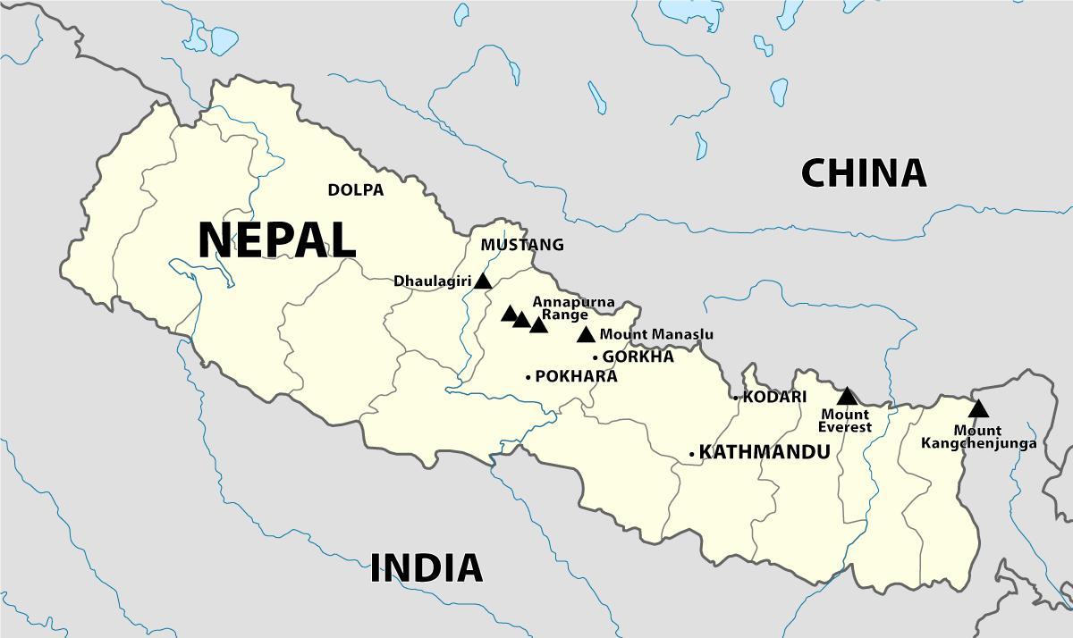 Mapa de montañas de nepal