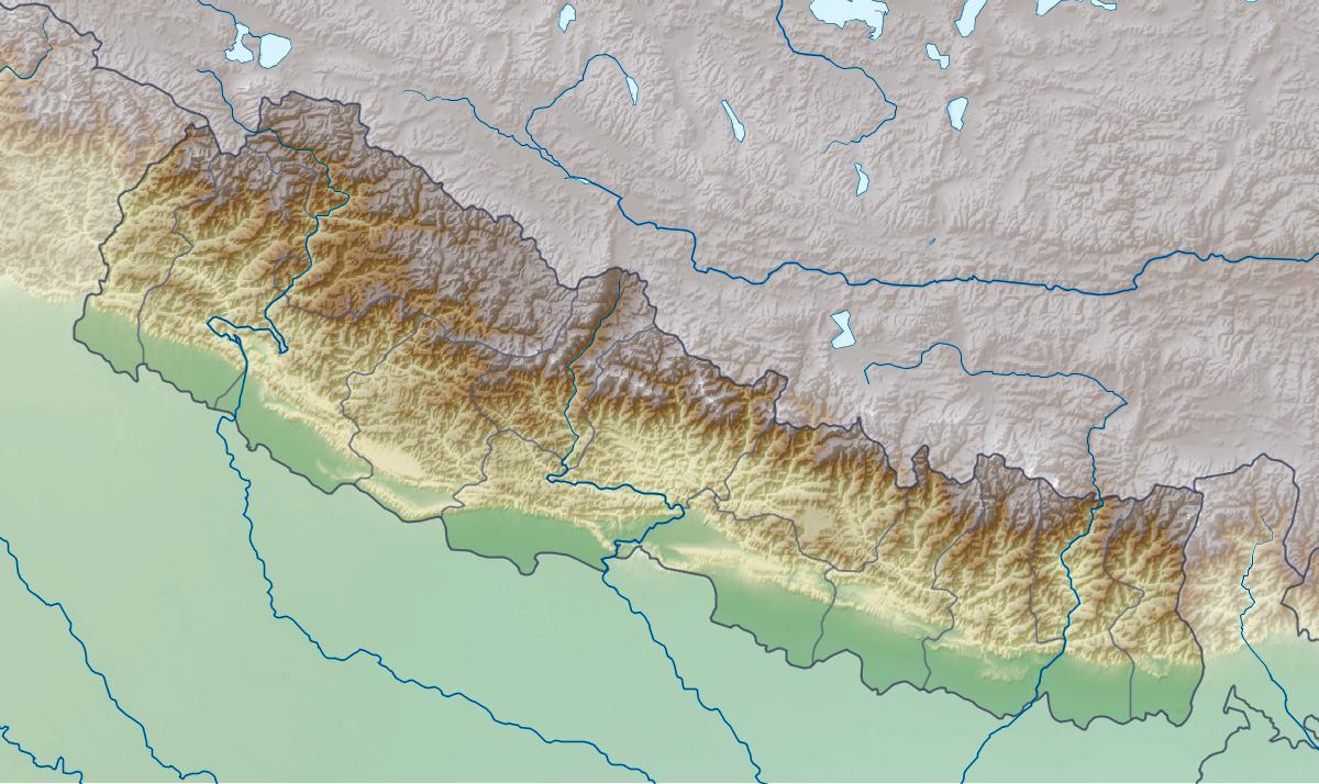 Mapa físico de nepal