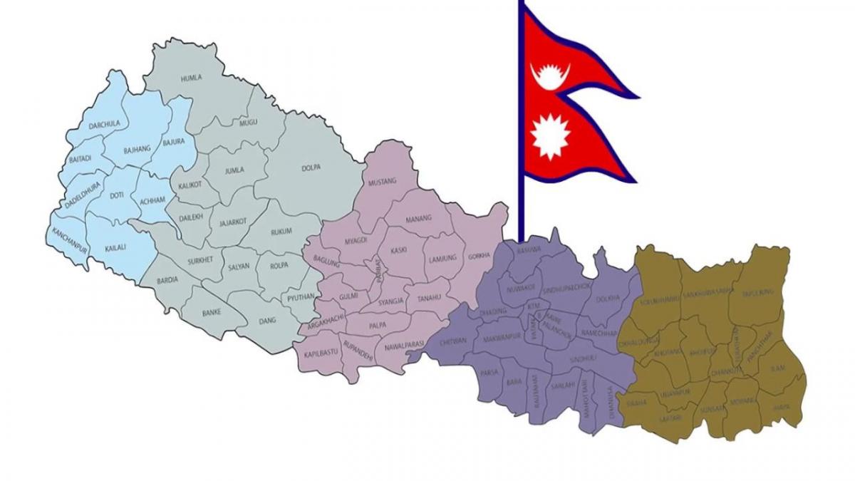 Mapa de nepal con la bandera