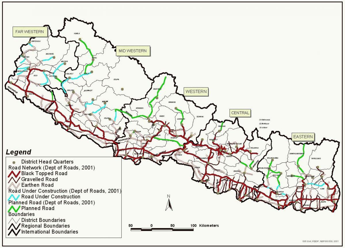 Mapa de nepal ruta