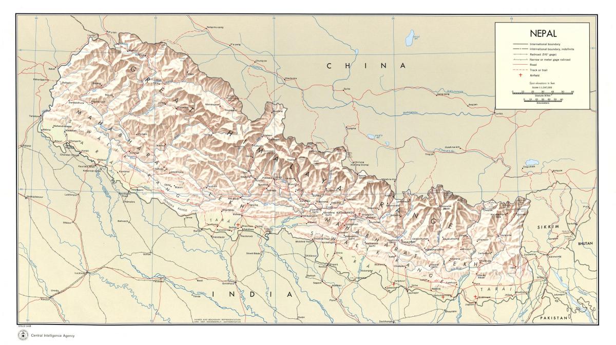 nepal tren mapa de la ruta