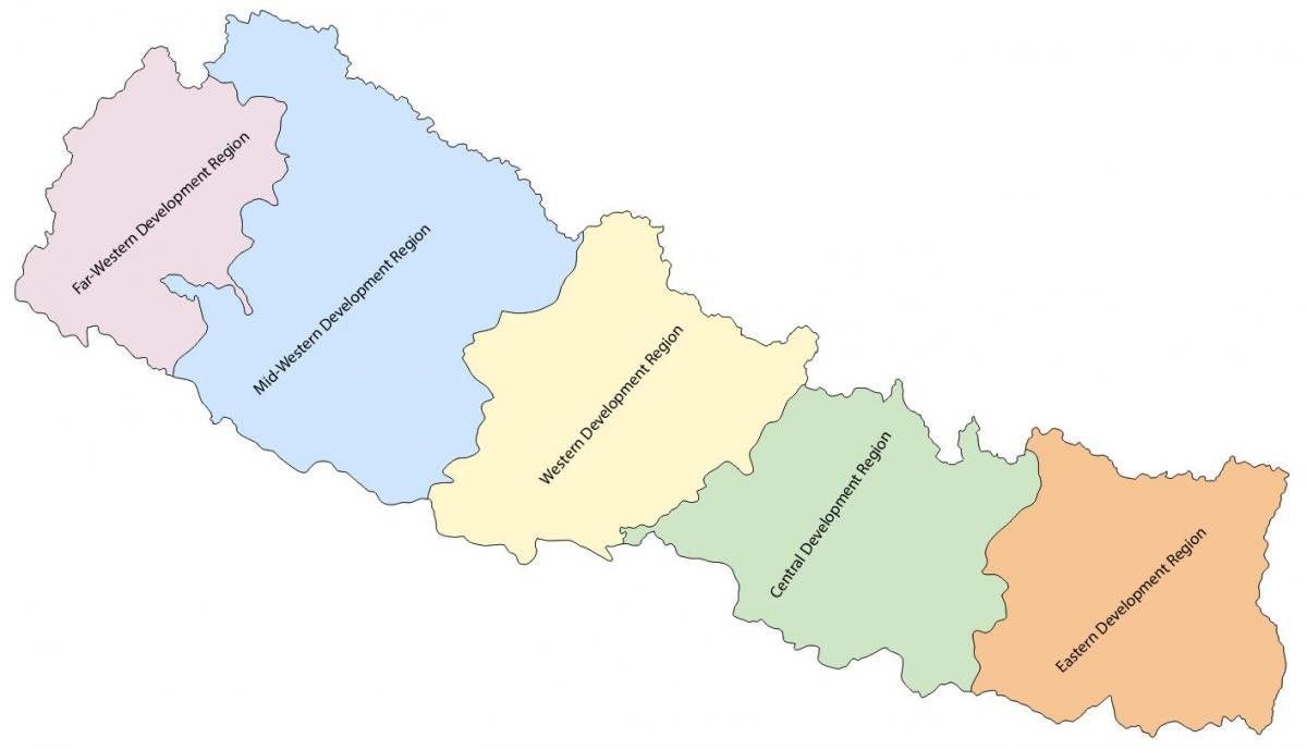 mapa de nepal con el desarrollo de la región