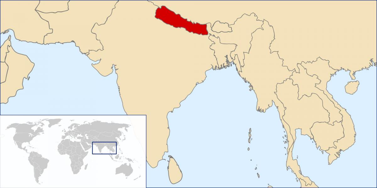 Mapa de nepal ubicación en el mundo