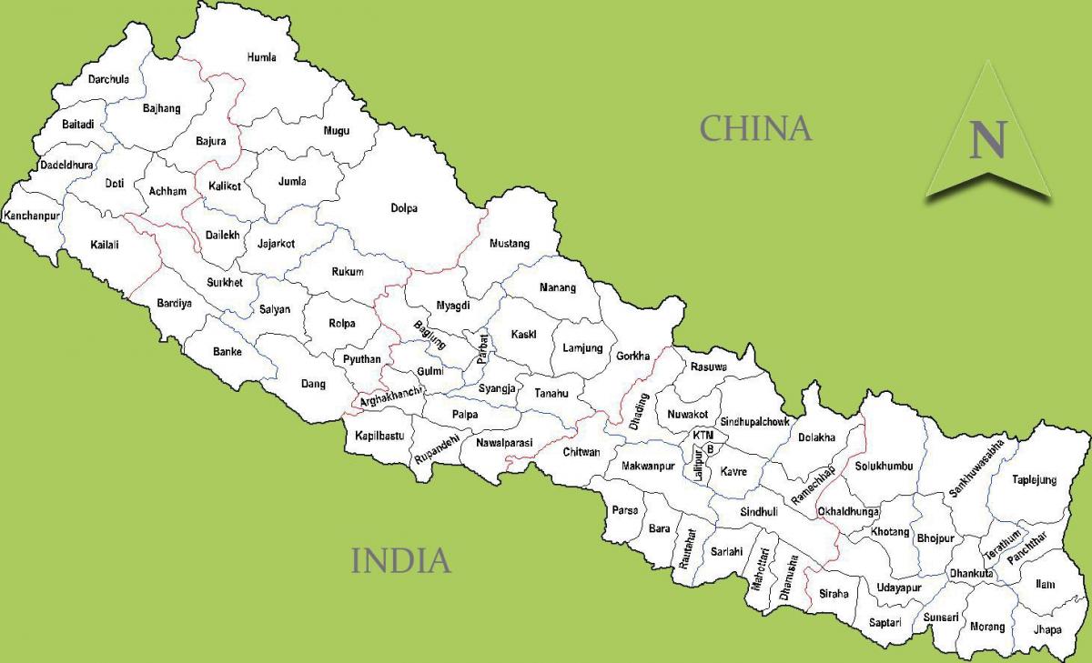 nepal mapa con las ciudades