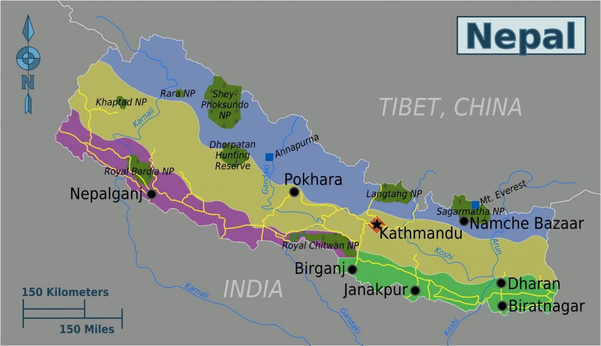mapa geográfico de nepal