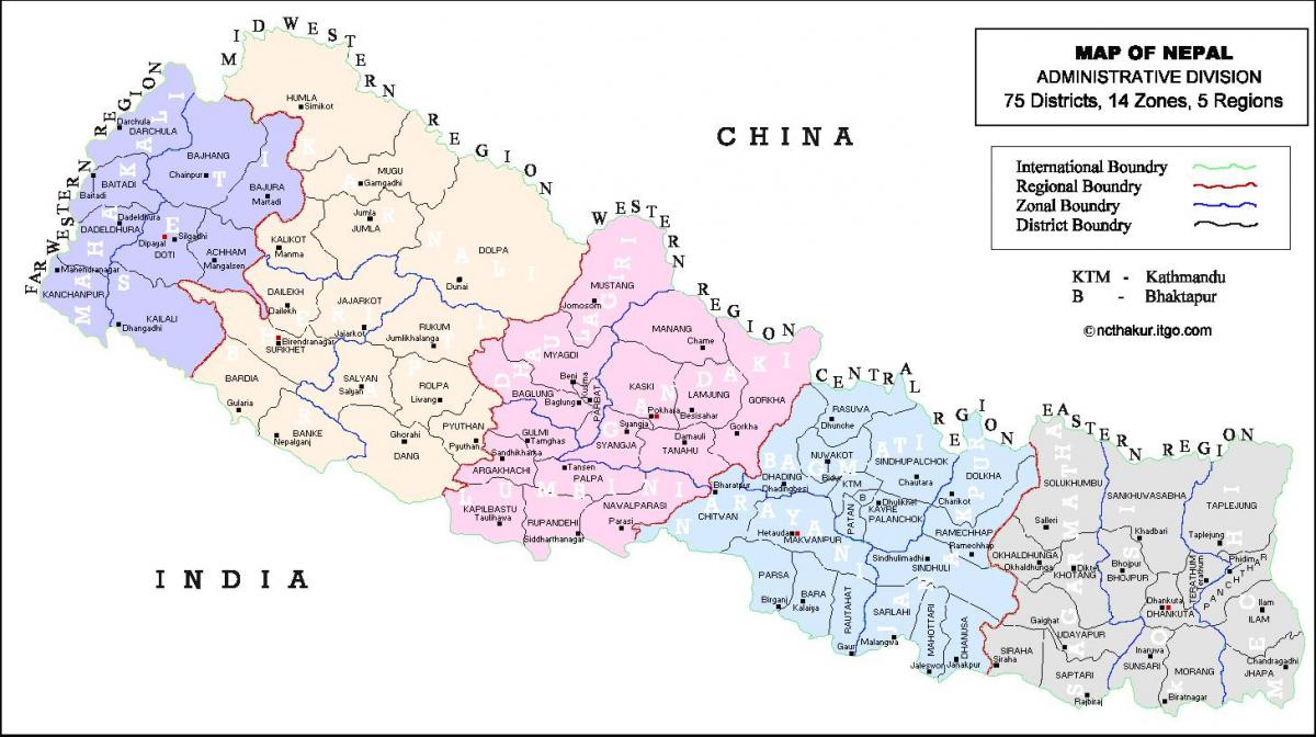 nepal todos mapa del distrito de