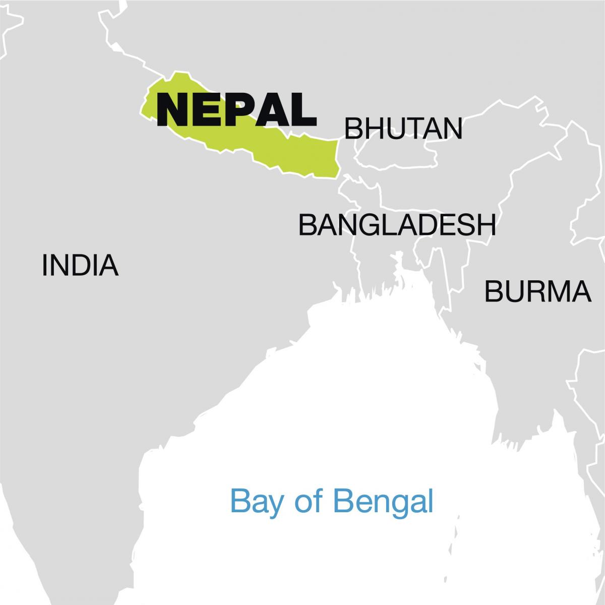 mapa del mundo que muestra nepal