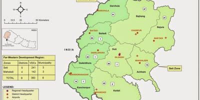 Mapa del oeste de nepal