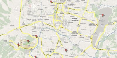 Mapa de katmandú, nepal