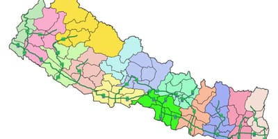 Mapa de nepal con las principales autopistas