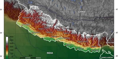 Nepal mapa de elevación