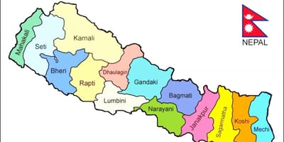 Mapa político de nepal con todos los distritos