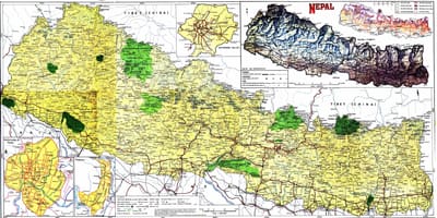 Mapa de carreteras de nepal con la distancia