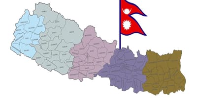 Mapa de nepal con la bandera