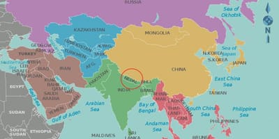 Mapa de nepal y los países vecinos