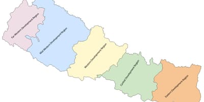 Mapa de nepal con el desarrollo de la región