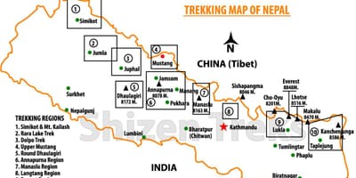 Nepal trekking mapa